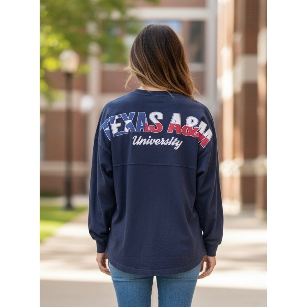 Spirit Activewear Texas A&M University Navy Blue Spirit Jersey Long Sleeve Shirt